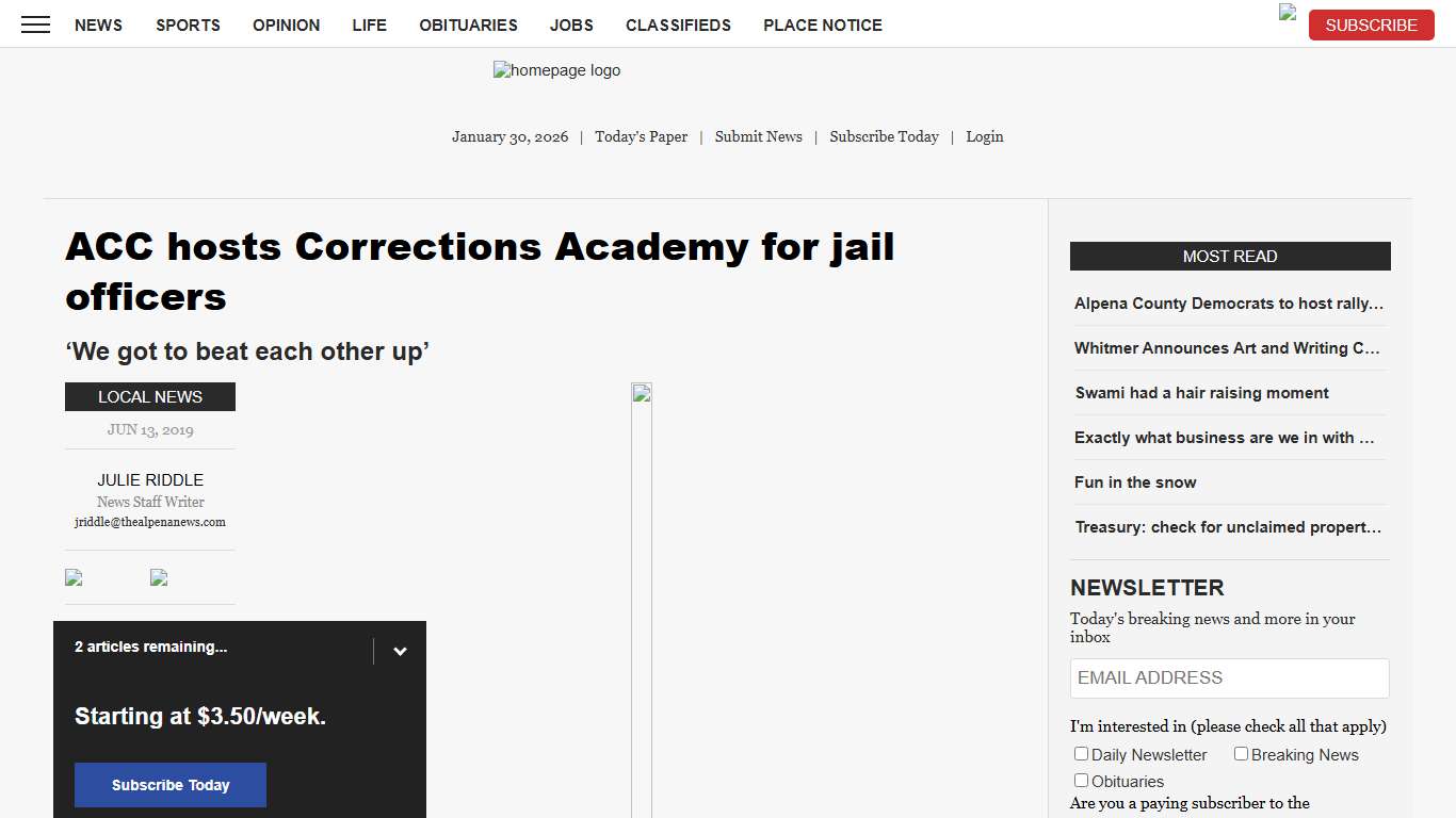 ACC hosts Corrections Academy for jail officers News, Sports, Jobs - The Alpena News